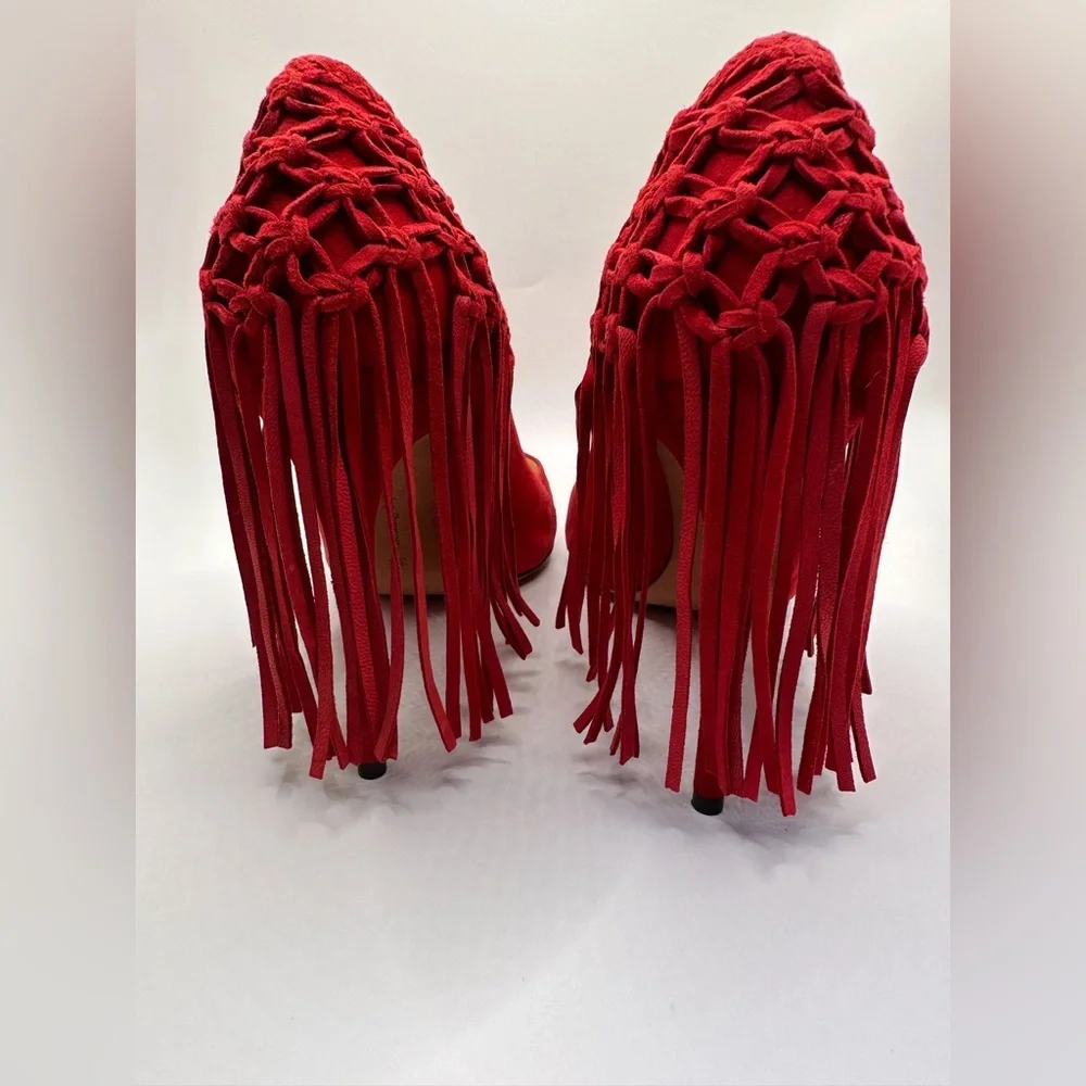 ALEXANDRE BIRMAN SUEDE FRINGE HEELS 38 - Picture 2 of 11